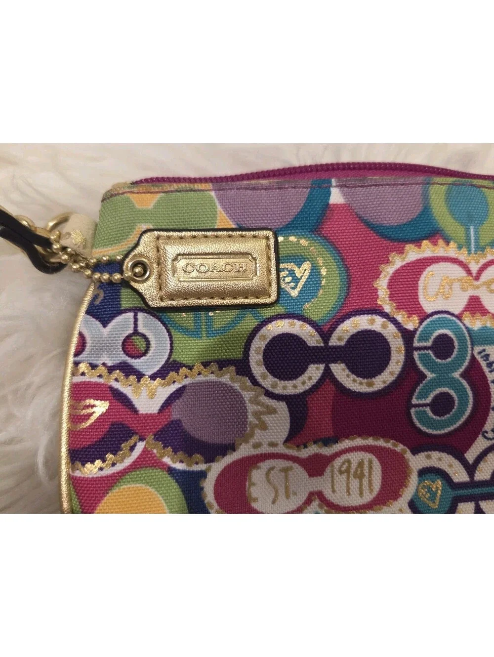 Coach Canvas Poppy Graffiti Wristlet